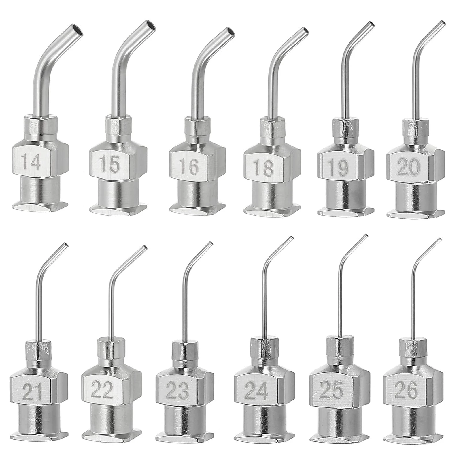 12pcs/Box 1/2inch 45 Degree Bent Metal Dispensing Needle, Stainless Steel Syringe Needle Blunt Tip for Industrial, Lab