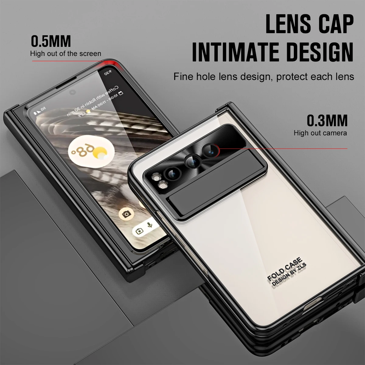 For Google Pixel Fold Case Electroplating Transparent Bracket Folding Hinge With Tempered Film Shockproof Protection Back Cover