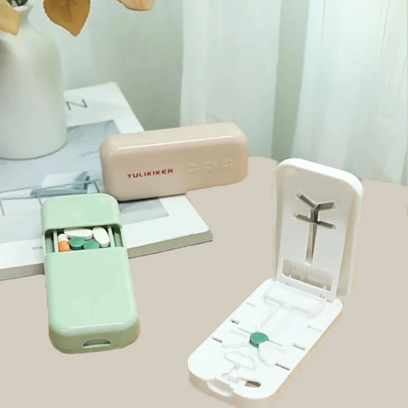 Medicine Cutter with Storage Box Precise Portable Travel Drug Divider Organizer for Separating Large Small Pills Tablet Splitter