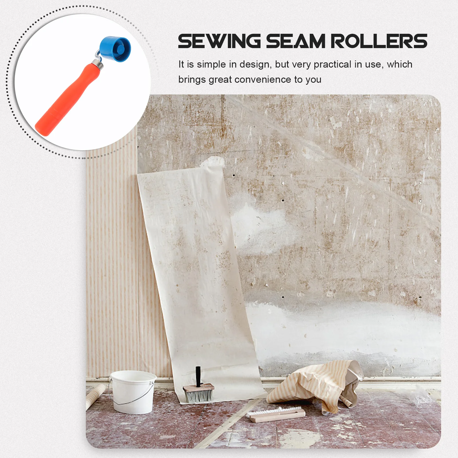 أسطوانة التماس لخياطة اللحف، أسطوانة الضغط المحمولة، مقبض مريح، أداة ضغط التماس على ورق الحائط، ديكور المنزل #1