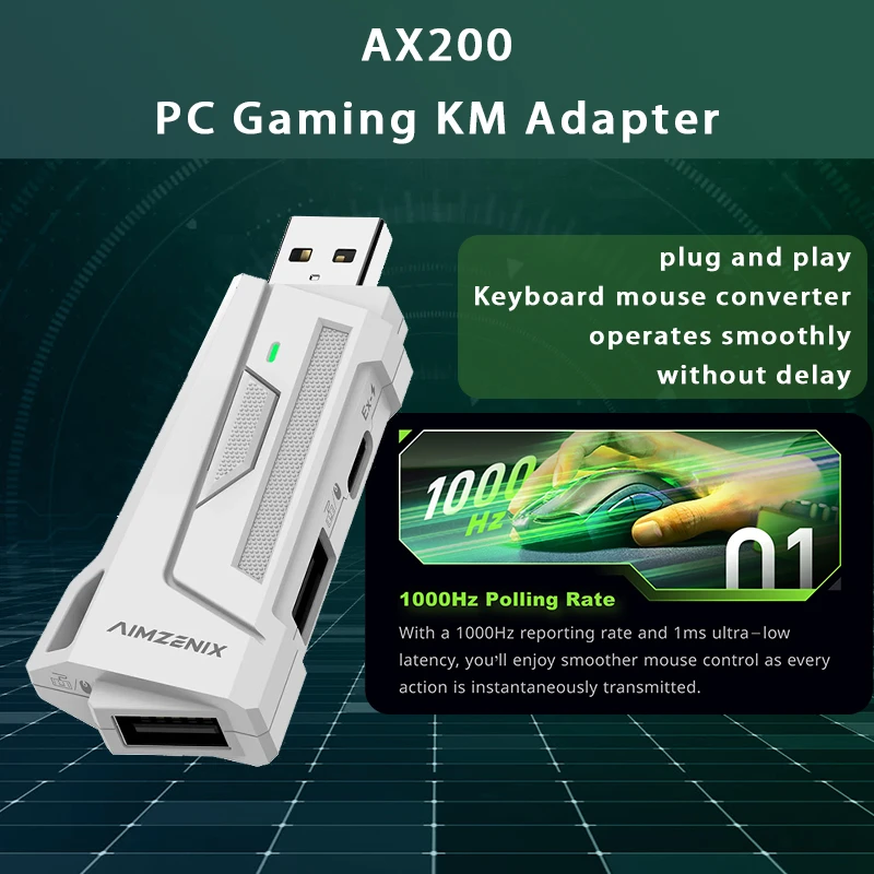 AIMZENIX AX200 Pro Конвертер клавиатуры и мыши для ПК консолей — игровой адаптер Plug & Play повышенной производительности Фото №4