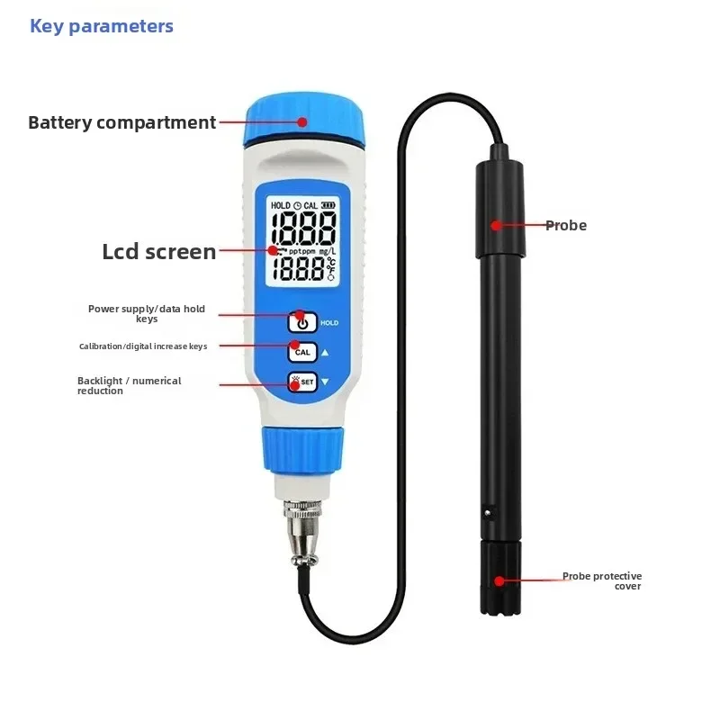 Pen-type dissolved oxygen meter, portable aquatic fish pond breeding dissolved oxygen meter, rechargeable model