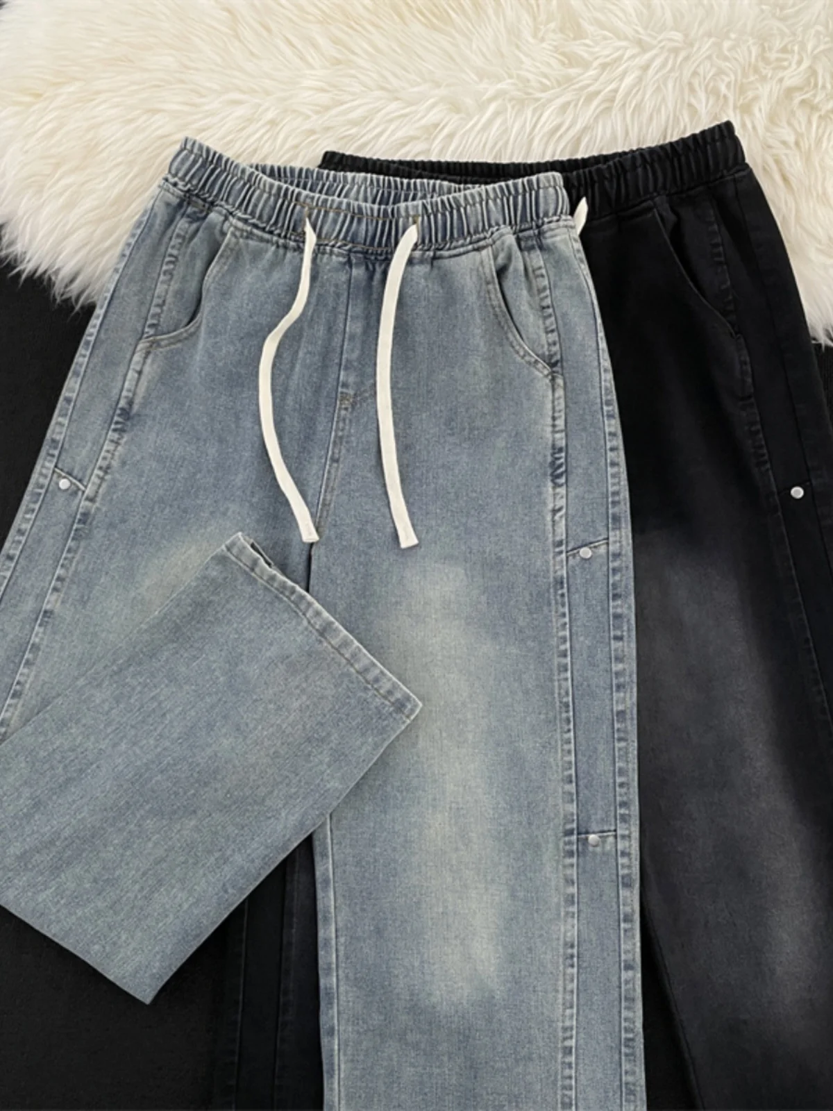 

Джинсы Waed Denim мужские, прямые, расклешенные, в американском винтажном стиле, повседневные, длинные брюки, осенне-зимние, свободного кроя