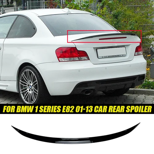 Imagen 1 del producto Para BMW accesorios Serie 1 E82 Coupe 2007-2013 alerón trasero del maletero del coche ala labio brillo negro plástico suave