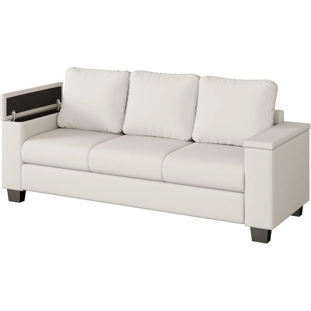 

Sofas Couches for Living Room, with Storage Wide Armrest, 80 Chenille 3 Deep Seater Couch, Skin-Friendly
