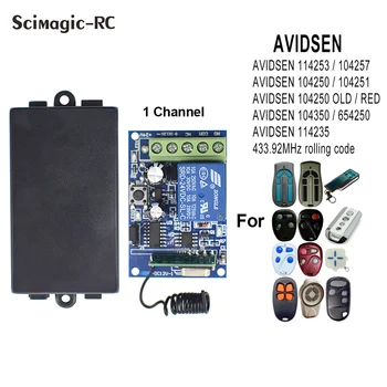 Interruptor receptor de garagem AVIDSEN 433,92 mhz 1 canal 12V 24V para AVIDSEN 104251 104250 104257 654250 114253   Controle remoto da porta