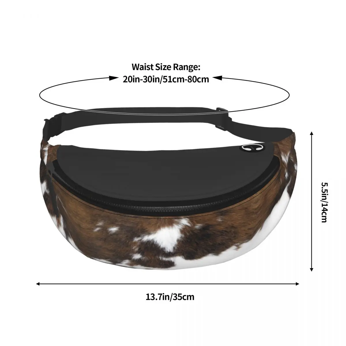 Casual Gesimuleerde Koeienhuid Textuur Fanny Pack Vrouwen Mannen Crossbody Heuptas Voor Wandelen Telefoon Geld Zakje