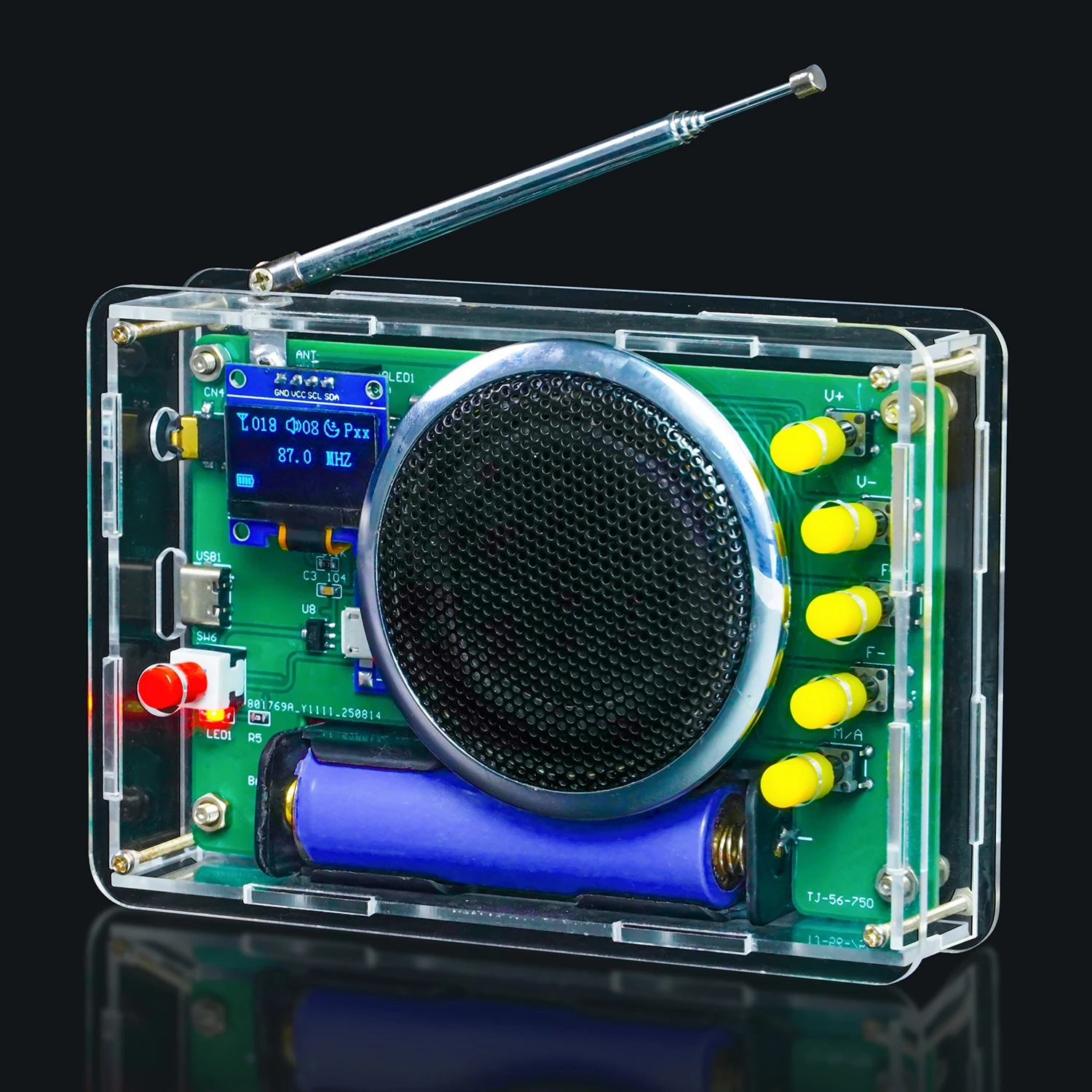 FM Radio Kit OLED Display Lithium Battery Charging Electronic DIY Soldering Practice Circuit Board Loose Parts