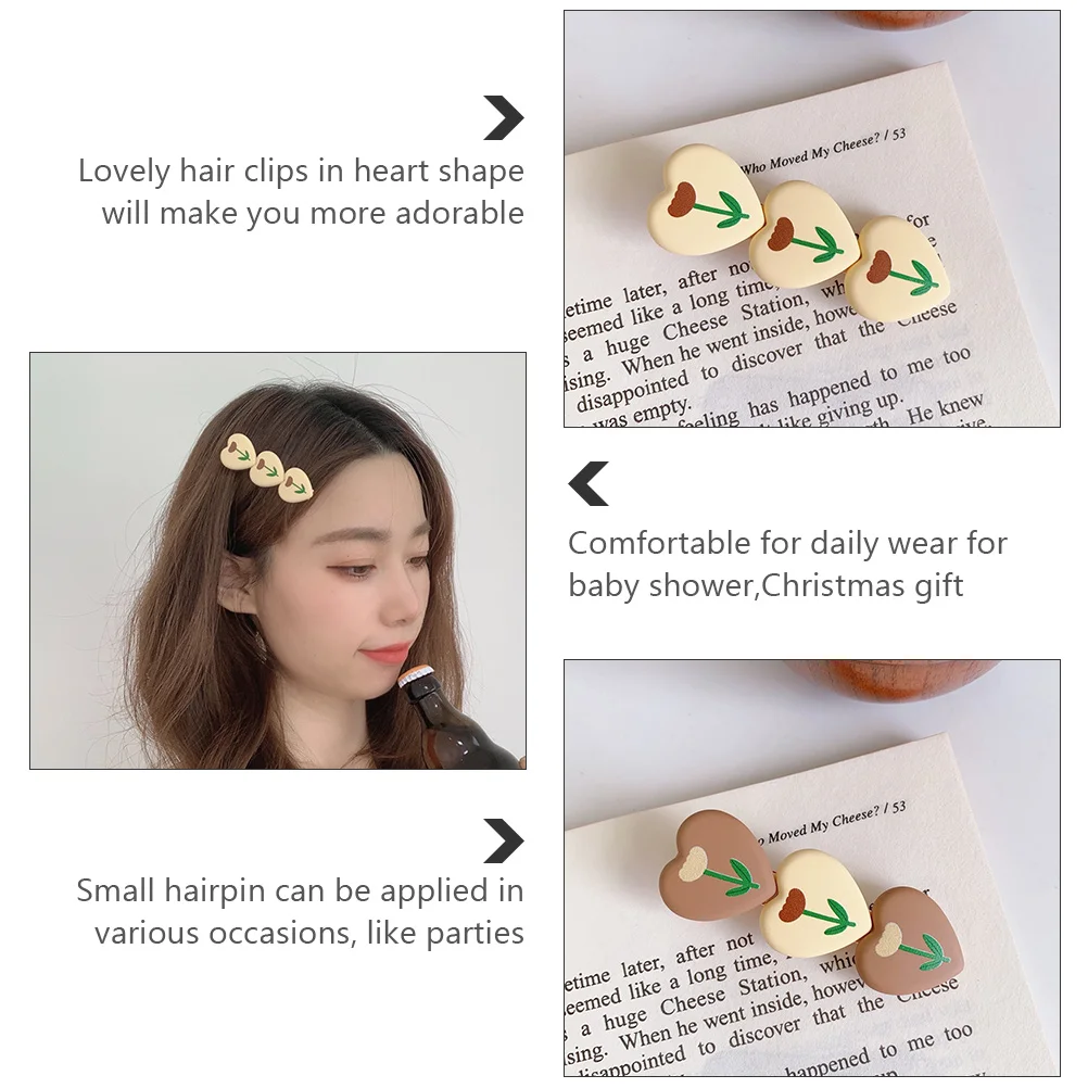 

4 Pcs Hair Clips Cartoon Tulip Accessory Women Girls Barrette Gift Hairpin Baby