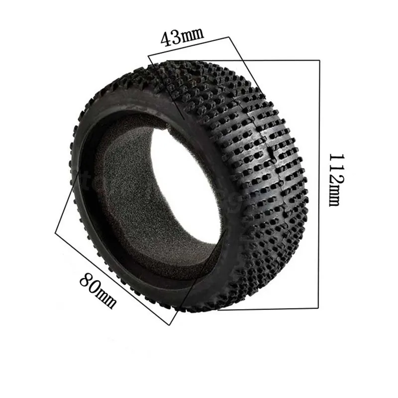 2 Stuks Rc Buggy Afstandsbediening Auto Tyre Rubber Banden & Wheel 112Mm * 43Mm Voor 1/8 Nitro power Baja Hsp Himoto