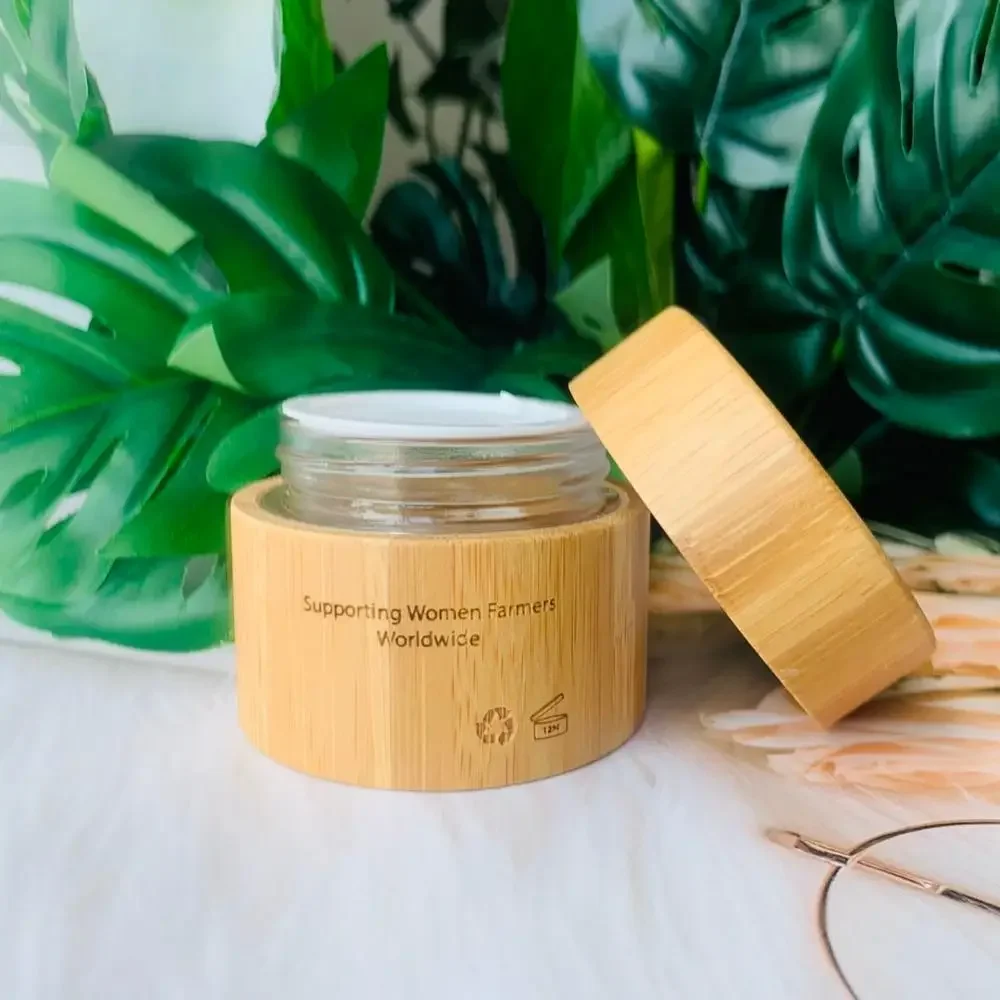 30g 50g 100 pcs/lot récipient de crème pour le visage CBD crème de chanvre récipients en bois bouteilles de pommade gravure logo crème de bambou pot cosmétique