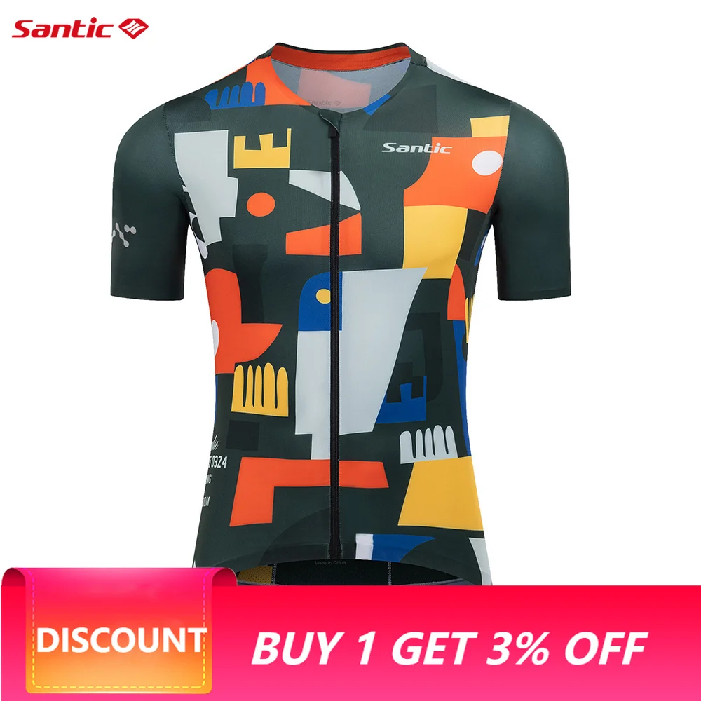 Santic Summer Men Cycling Jerseys Short-sleeved Cycling Jersey Clothing Bike Shirt MTB T-shirts Quick Dry
