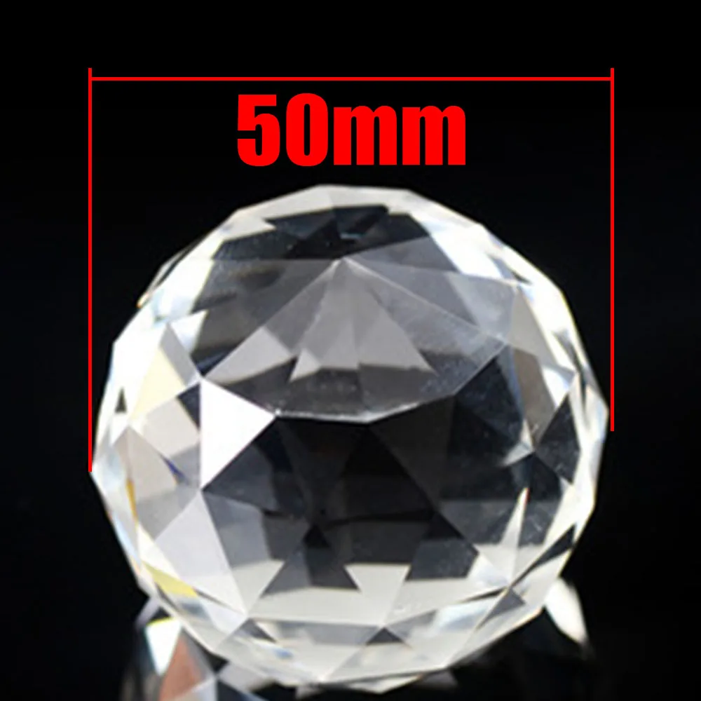 New 50mm Clear Crystal Sphere Faceted Gazing Ball Prisms Suncatcher Home Decor