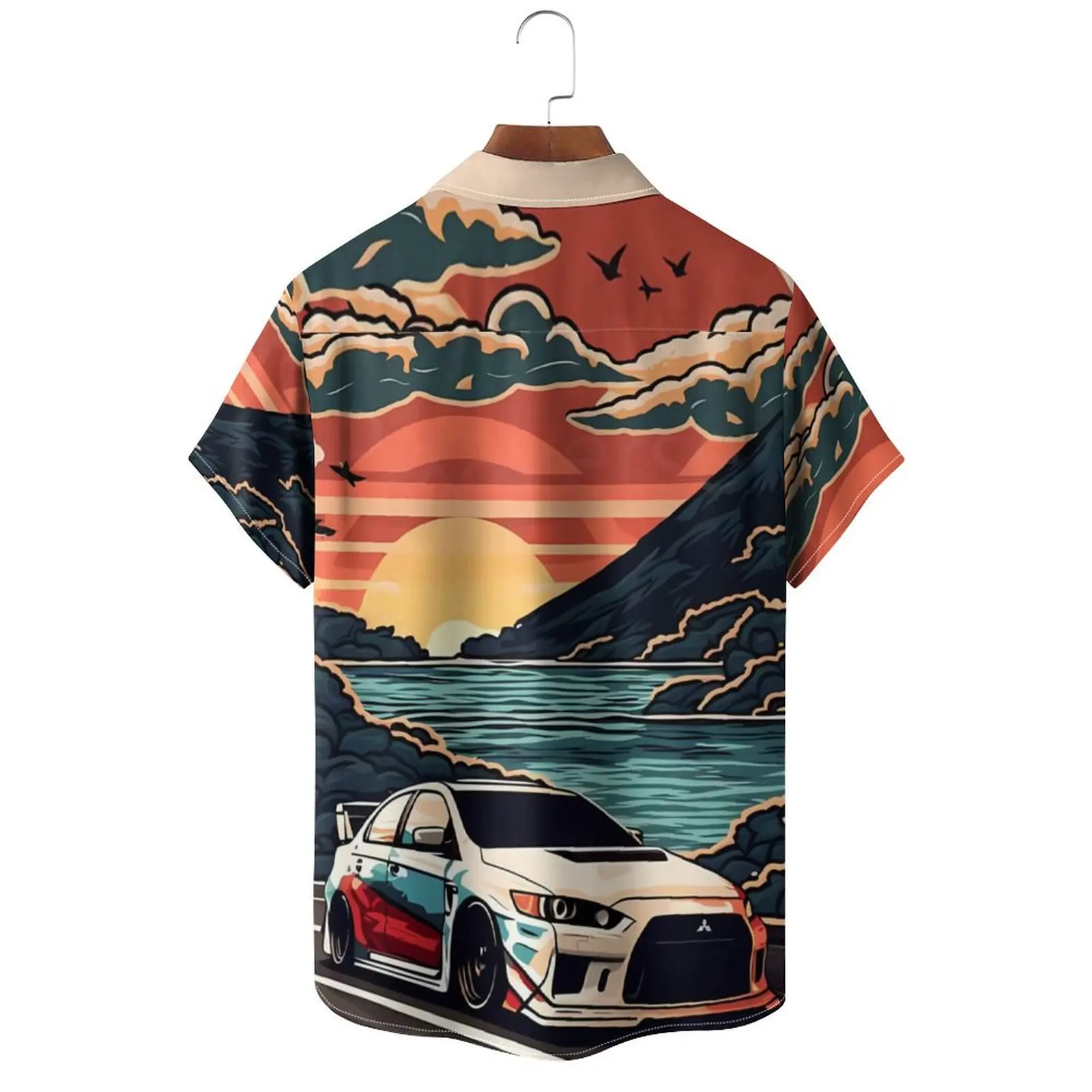 Vintage Men's Shirt For men Sleeve Tops Beach and cars 3d Print Shirt Summer Sweatshirt Tees Designer fashing shirt leisure time