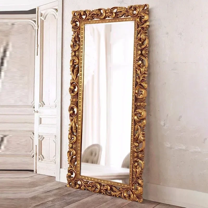 

Square Selfie Golden Decorative Mirror Custom Stand Shower Decorative Mirror Full Body Crafts Specchio Home Decoration YX50DM