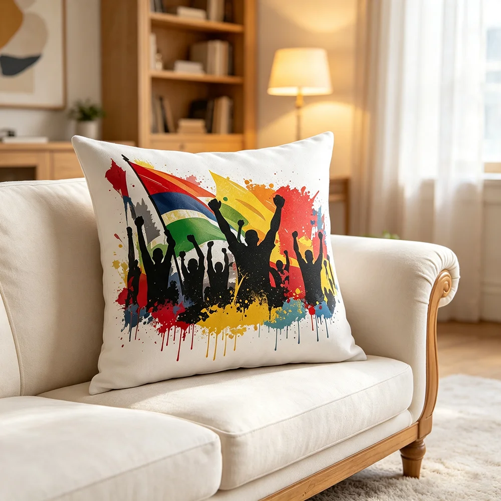 1PC Throw Pillow Cover,Colorful Ink Splash Crowd Print,Abstract Art Style,For Sofa Bedroom Couch Home Decor