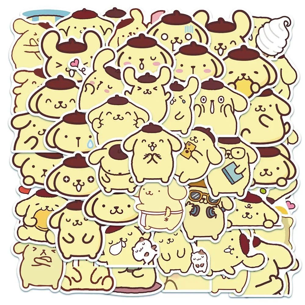 

50pcs Cartoon Pompom Purin Stickers Funny Kawaii Anime Sticker for Scrapbooking Scrapbook Car Waterproof Decals