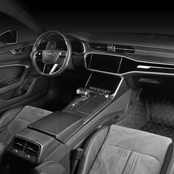 For Audi A6L A6 A7 C8 2019 2020 2021 2022 2023 2024 Model Carbon Grain Overlay on Dashboard, Door, Steering Wheel, Gearshift