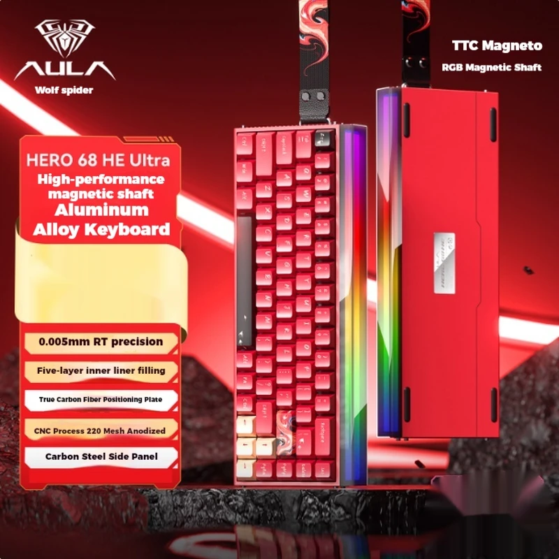 

Wolf Spider Hero68Ultra Алюминиевая клавиатура с магнитной осью Проводная игровая мышь с высокой производительностью для компьютерной периферии FPS
