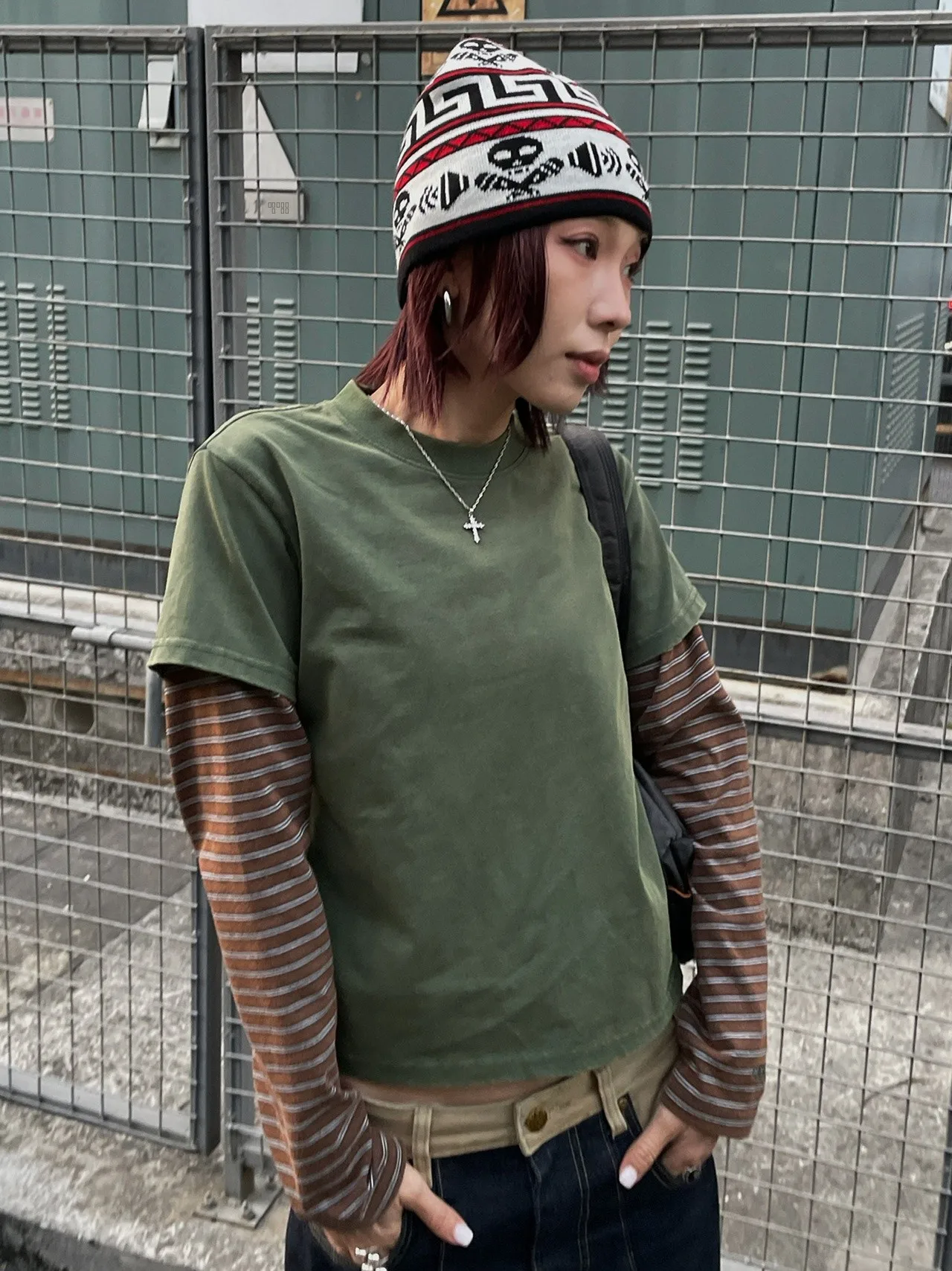 

MMBBT Original Striped Fake Two-Piece Pure Cotton Long Sleeve Women's T-Shirt Spring Autumn New Style Casual Top
