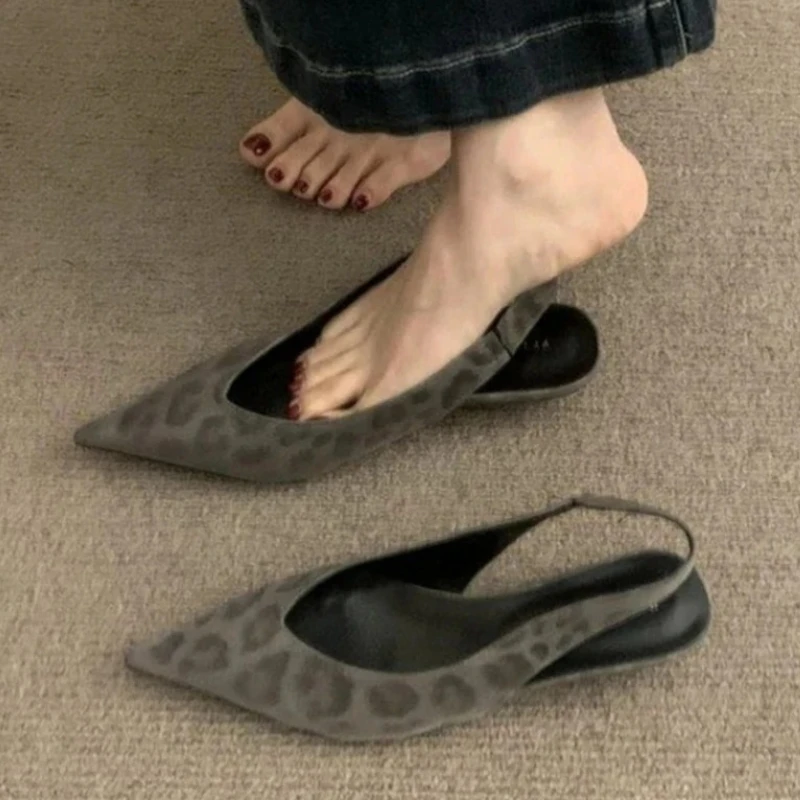 Sandalias de Mujer con Estampado de Leopardo, Punta Puntiaguda, Tacones Elegantes, Zapatos Sexys, Sandalias de Mujer con Tira Trasera, Sandalias de Fiesta de Lujo, Sandalias de Moda para Mujer