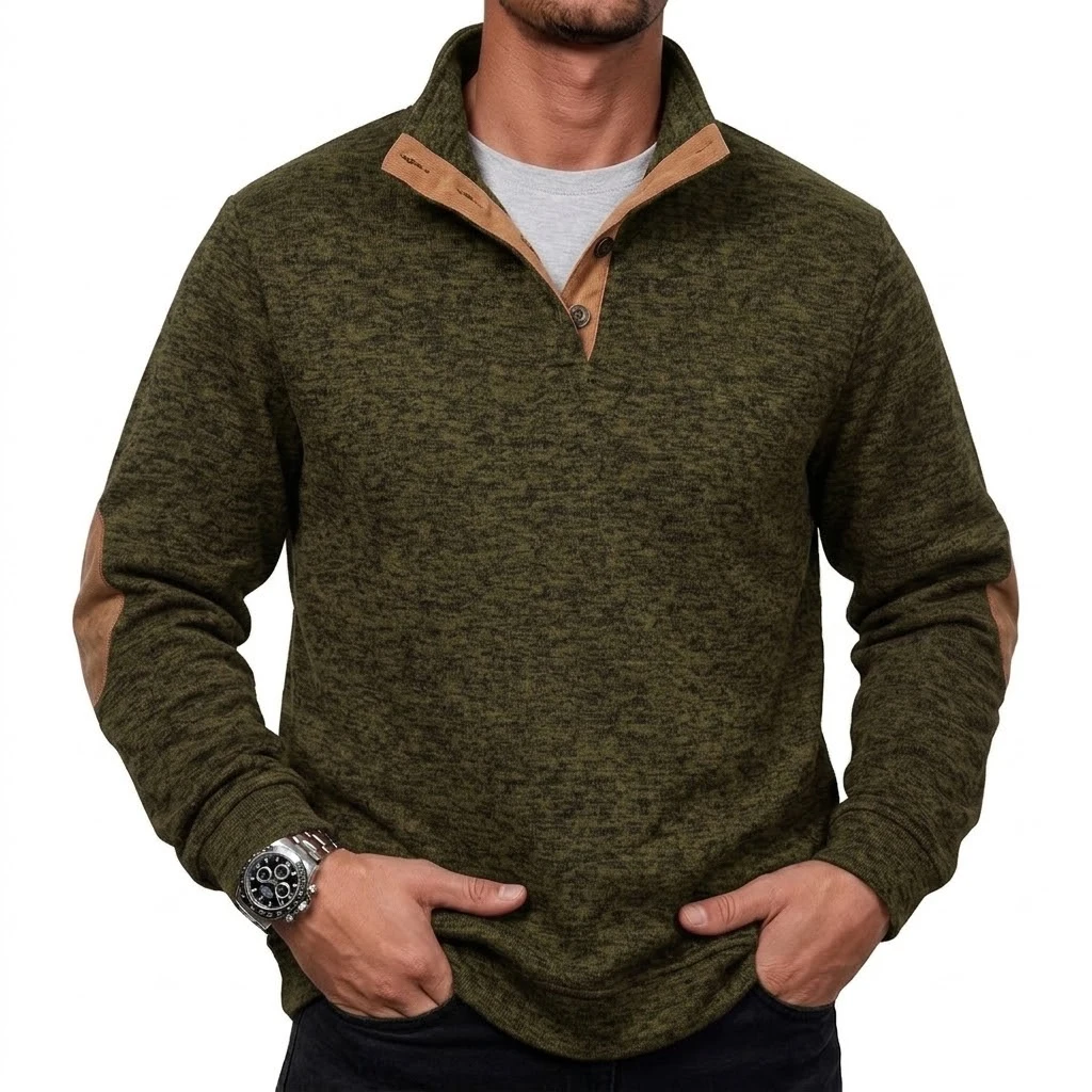 Herren-Sweatshirt mit Stehkragen und Knöpfen, Langarm, Thermo-Pullover, Hoodie, Herbst, Casual, Mock-Neck-Jacke, Sportoberteil – Detail 14