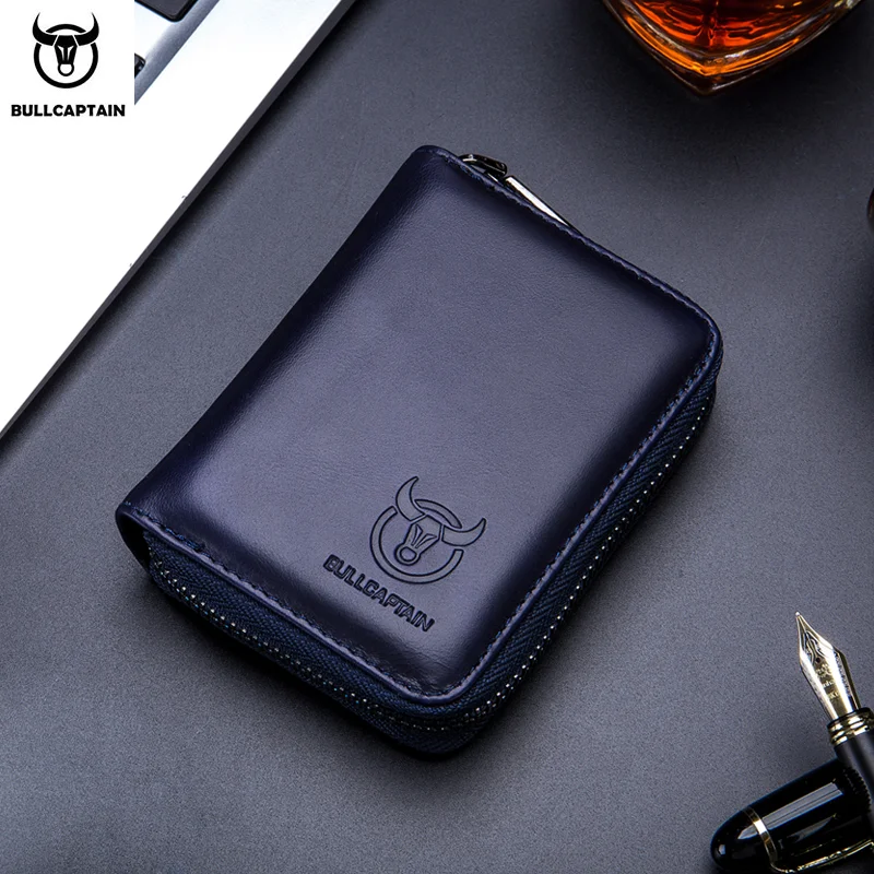 BULLCAPTAIN Real Pickup Card Bag with RFID Function Men's Card Holder Credit Card Business Card ID Card Holder Fashion Card Bag