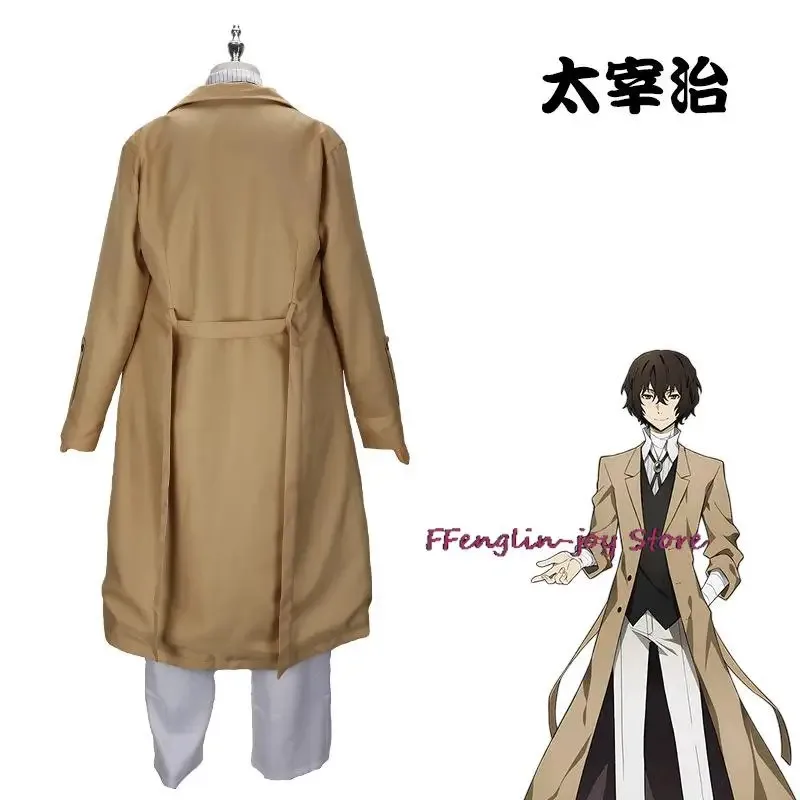 

Vivi 2025 аниме Bungo Stray Dogs Dazai Osamu косплей длинная куртка пальто костюм костюм униформа Хэллоуин Рождество Cl
