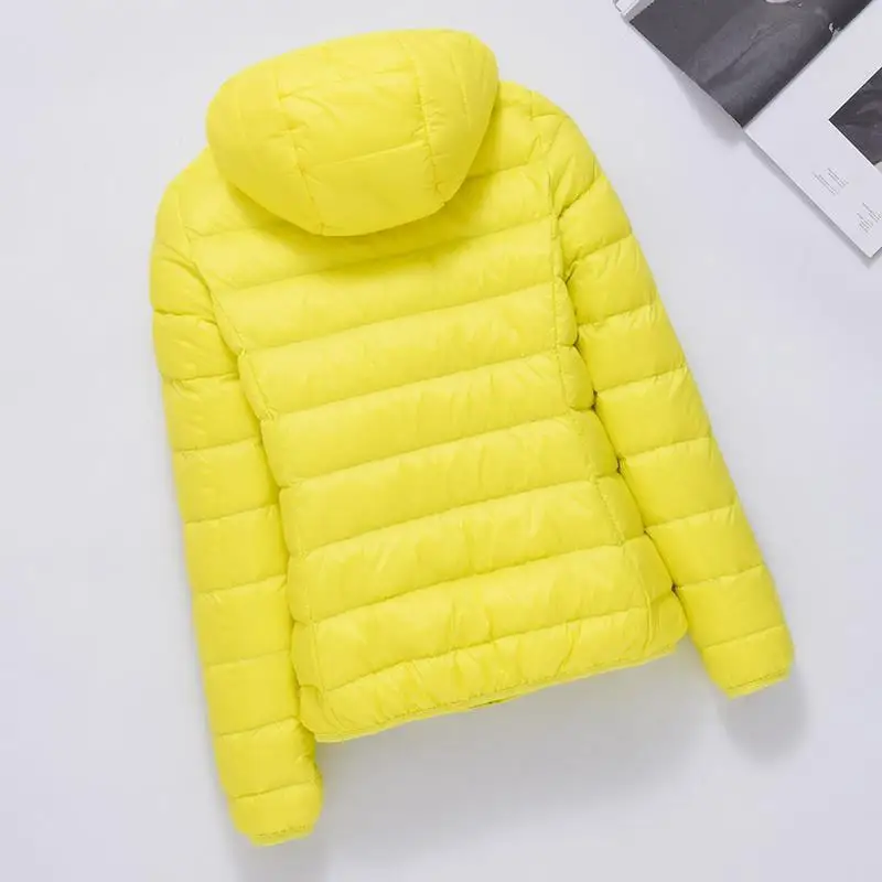 Vestes en duvet de canard à capuche ultralégères pour femmes, manteau d'hiver, parkas minces pour femmes, manteau en plumes bouffantes portables, imperméable, automne, 0-10 ℃