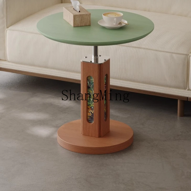 

ZYY minimalist lifting round edge table living room retro home simple storage small coffee table