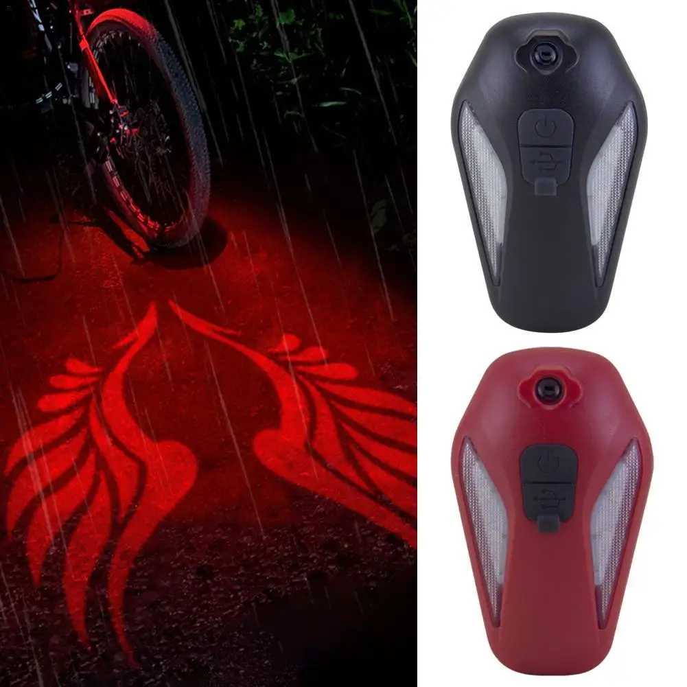 Cycling Projector Taillight Bicycle Tail Lamp Type C Charging Cycling Safety Warning Light 4 Light Modes for Night Riding