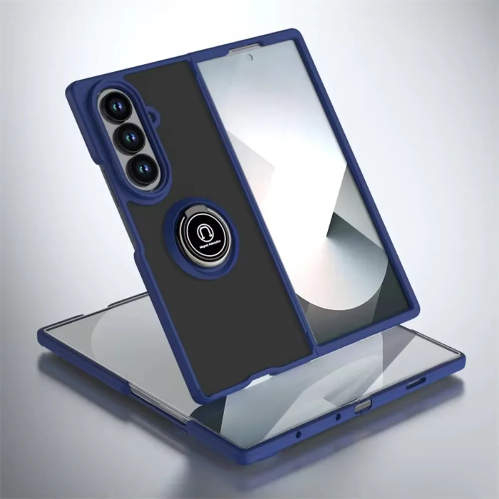 360°Rotating Ring Holder Magnetic Matte Phone Case For Samsung Galaxy Z Fold 8 Ultra 7 6 5 4 Car Ring Armor Drop Protector Cover