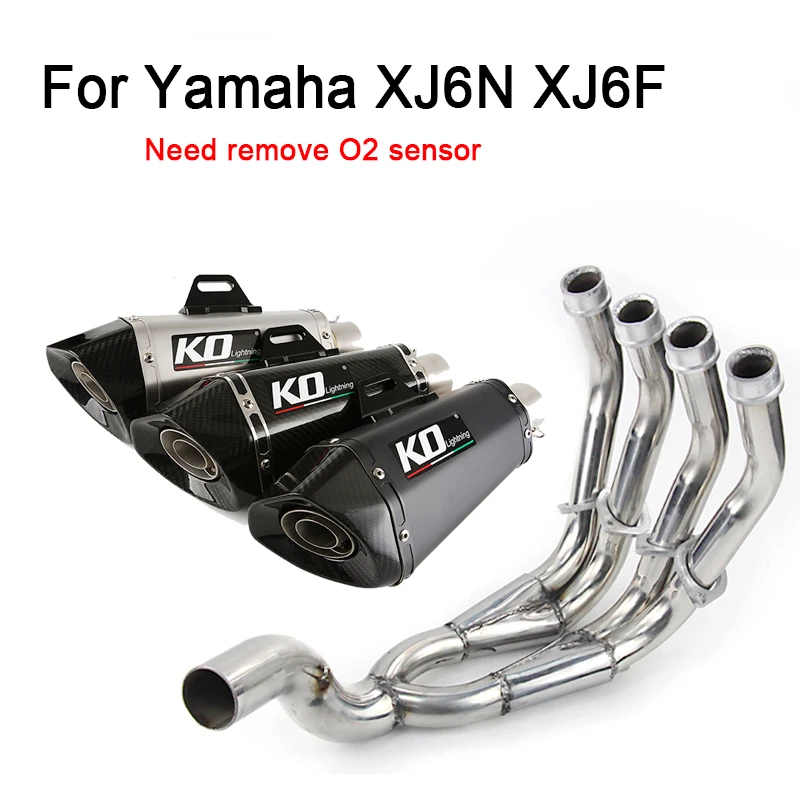 Slip On Motorcycle Exhaust System Header Front Connect Link Pipe Real Carbon Fiber Muffler Escape DB Killer For Yamaha XJ6N XJ6F