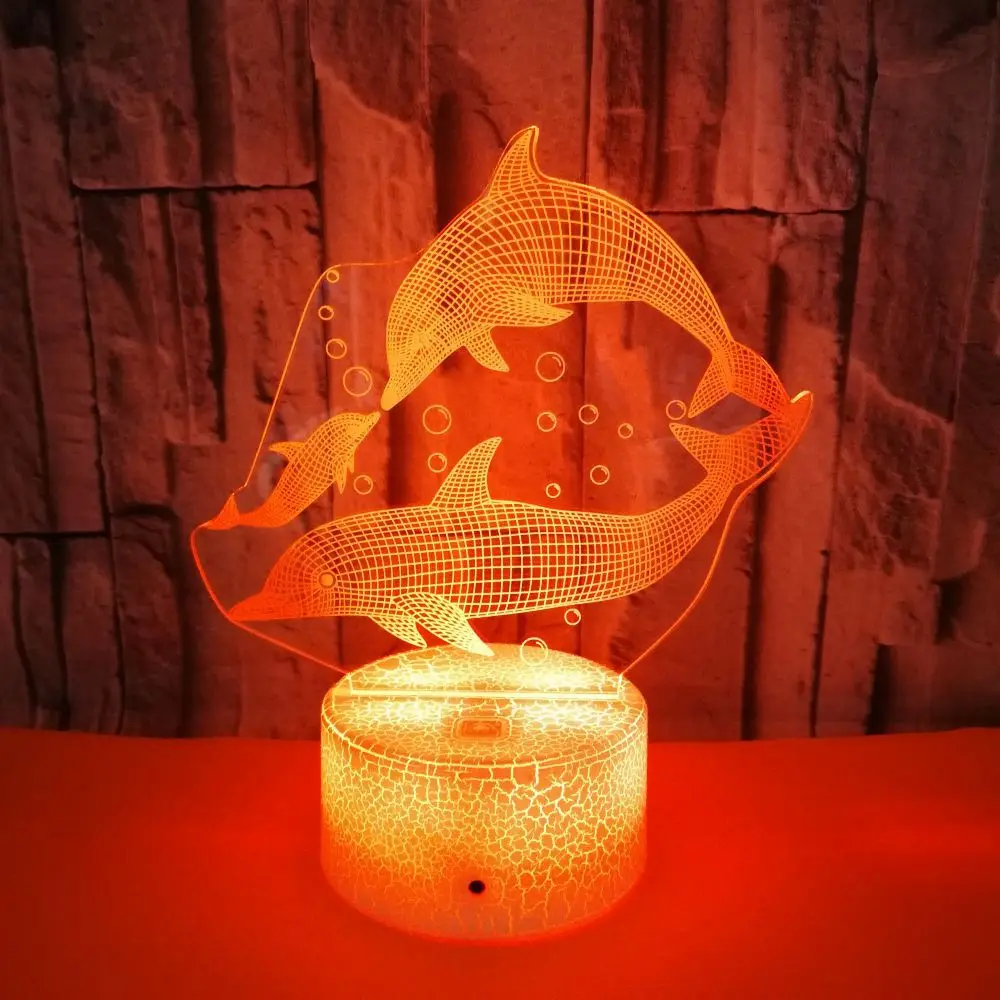 Nighdn Dolphin Night Light para niños, lámpara de noche de ilusión 3D, decoración de dormitorio, regalo de cumpleaños de Navidad para niños y niñas