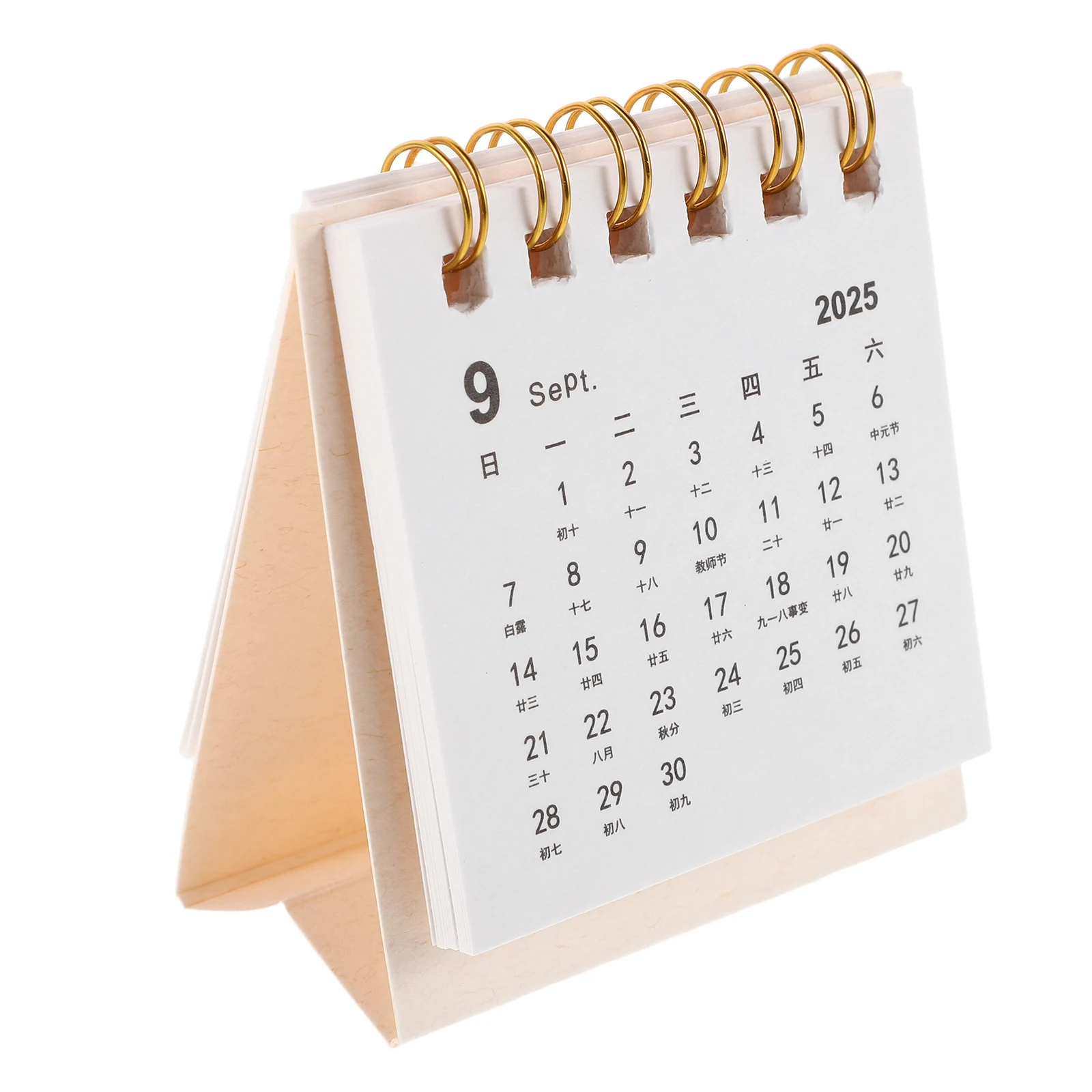 Daily Use Monthly Calendar Mini Desk Desktop Calendars Small-sized Beige Paper Ornament