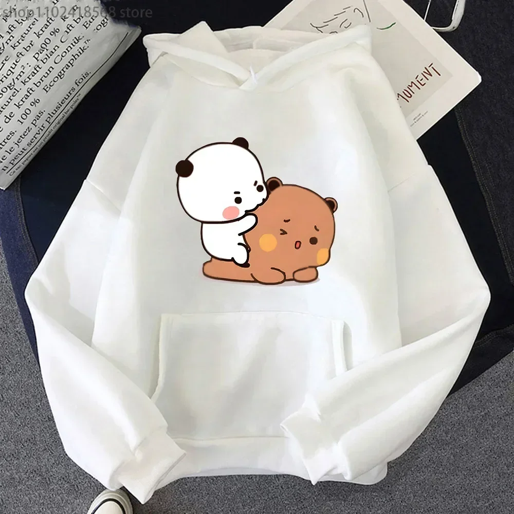Kawaii Bubu Biting Dudu Hoodie Cartoon Brownie Panda Bear Sweatshirt Women Y2k Sudaderas Men Clothes Autumn Winter Pullover Top