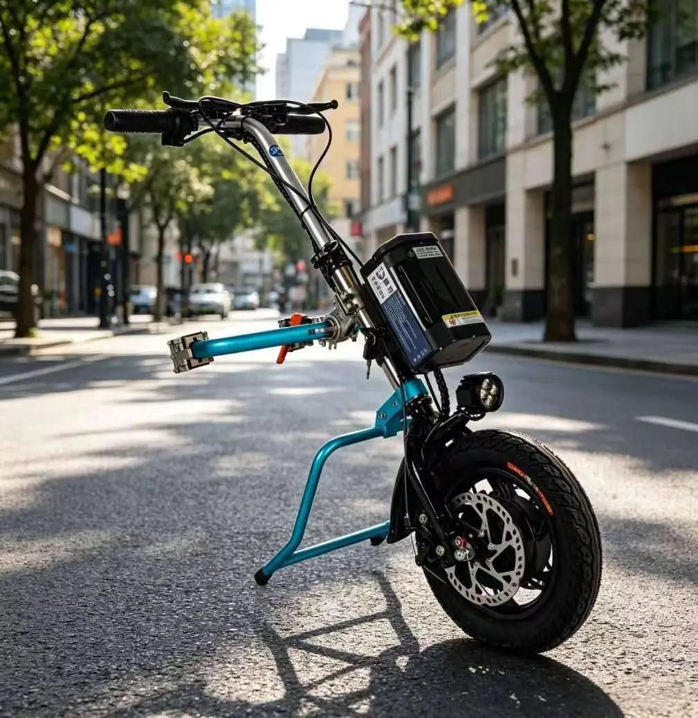 Coofull Blue 36V 350W Electric Handcycle Wheelchair Attachment 15Ah 50km Range Quick Release Dual Disc Brake
