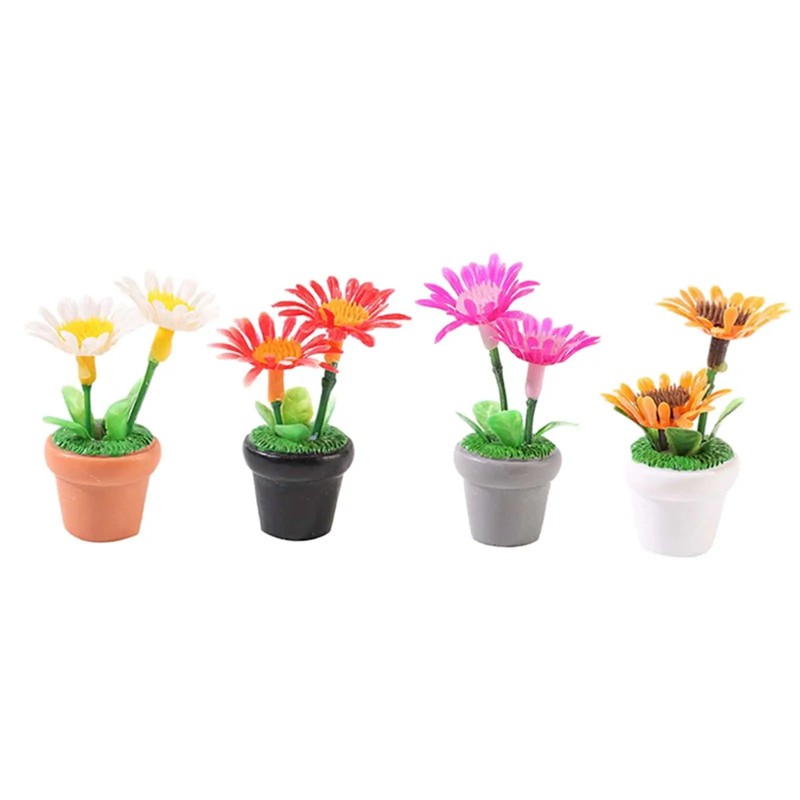 4x Miniature Dollhouse Flowers 1 12 Scale Doll House Potted Plants Mini Potted Plant for Wedding Bookshelf Home Presents Bedroom