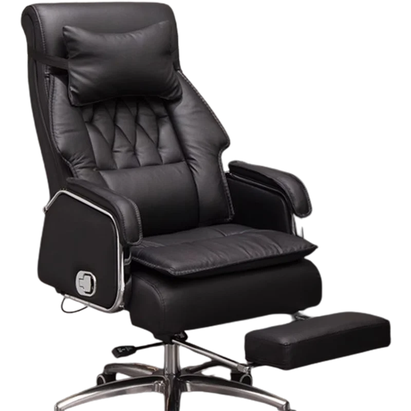 Leather Boss Office Chair Ergonomic Back Support Design Footrest Office Chair Massage Swivel Cadeiras De Escritorios Furniture