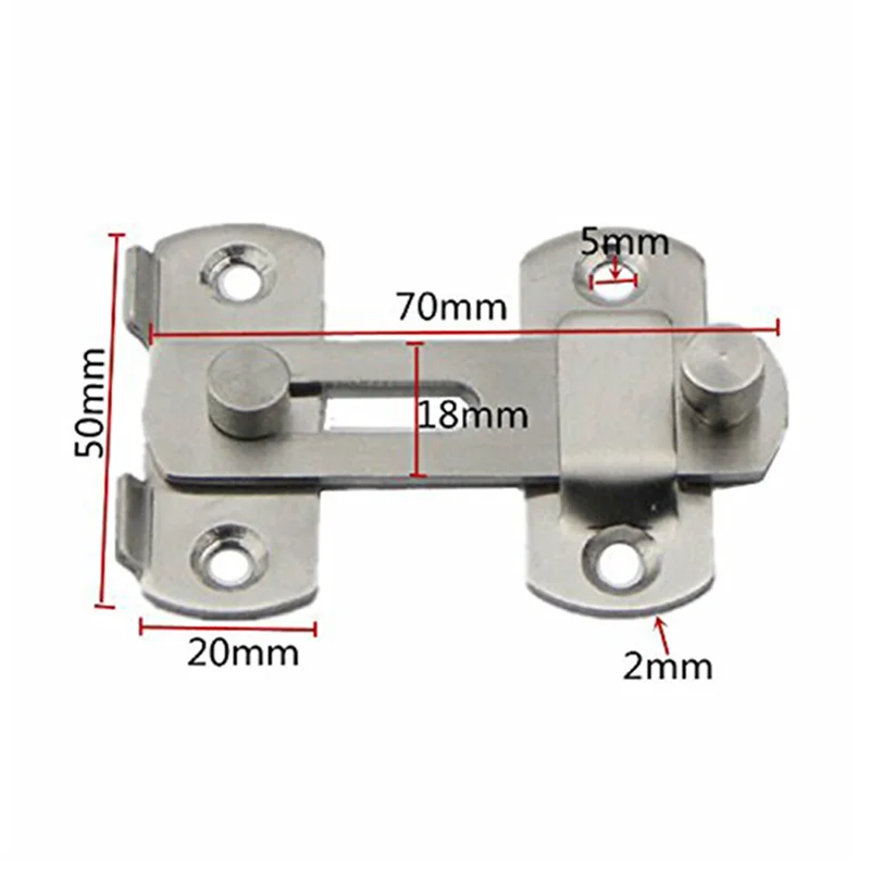 

ABAH-6 Pcs 20X50x70mm Stainless Steel Home Safety Gate Door Bolt Latch Slide Lock Hardware