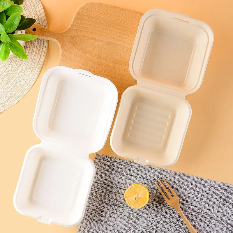 10pcs disposable lunch box cake box food storage containers puff tray biodegradable microwaveable burger bento box Kitchenware