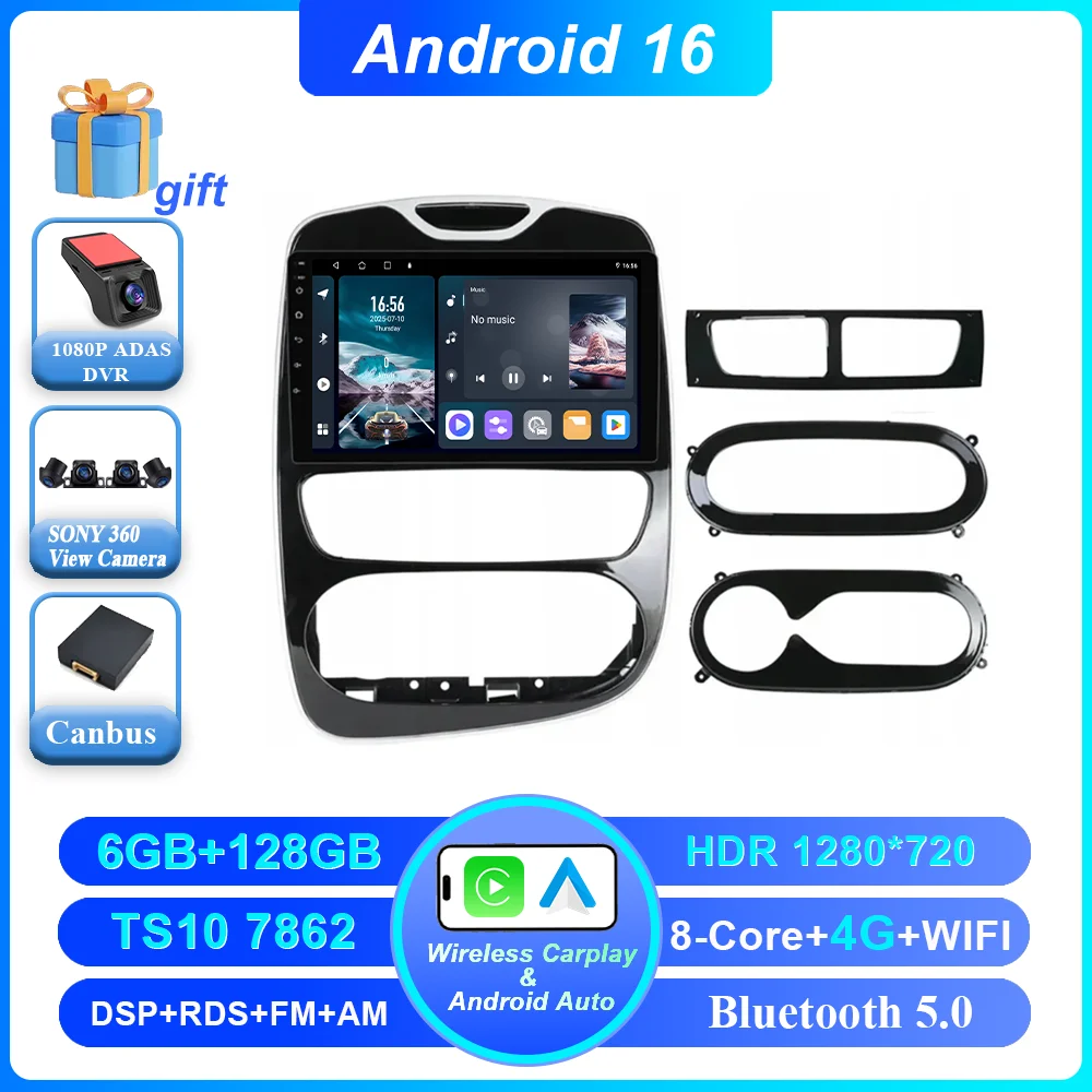 Android 16 Carplay Auto Voor Renault Clio 3 4 2012 2013 2015-2018 Auto Multimedia Speler Video Radio Stereo GPS navigatie 4G BT