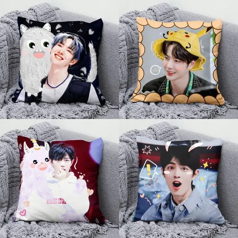 Wang Yibo Xiao Zhan Bjyx Pillow and Pillowcase Set Periphery Decorative Pillow Cases Cushion Cover for Home Sofa Car Home Decor