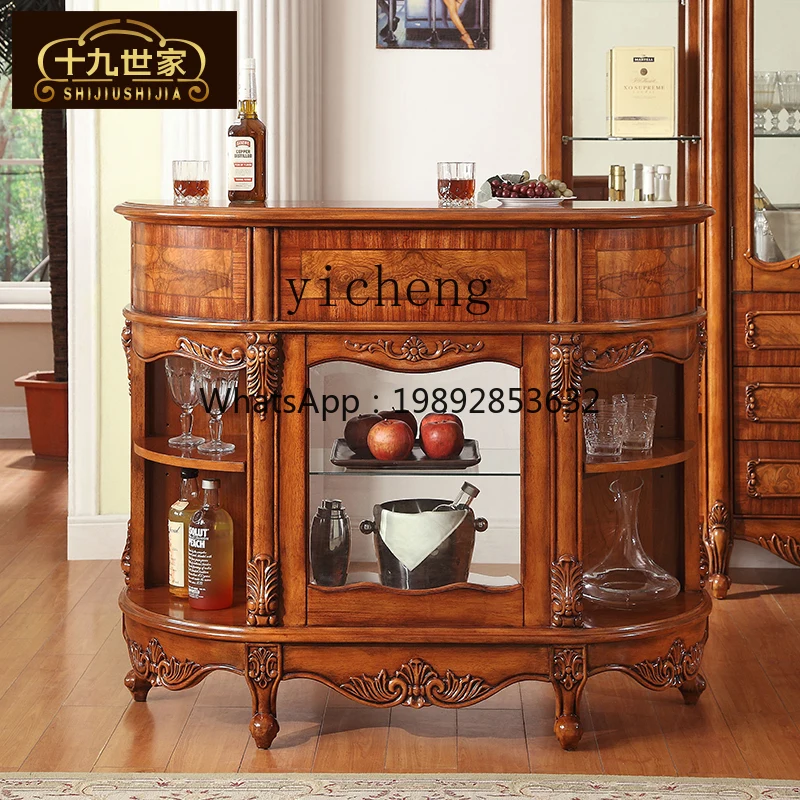 

BB Bar Table European Solid Wood Bar Counter Living Room Household Semicircular Water Bar Counter Foyer Cabinet
