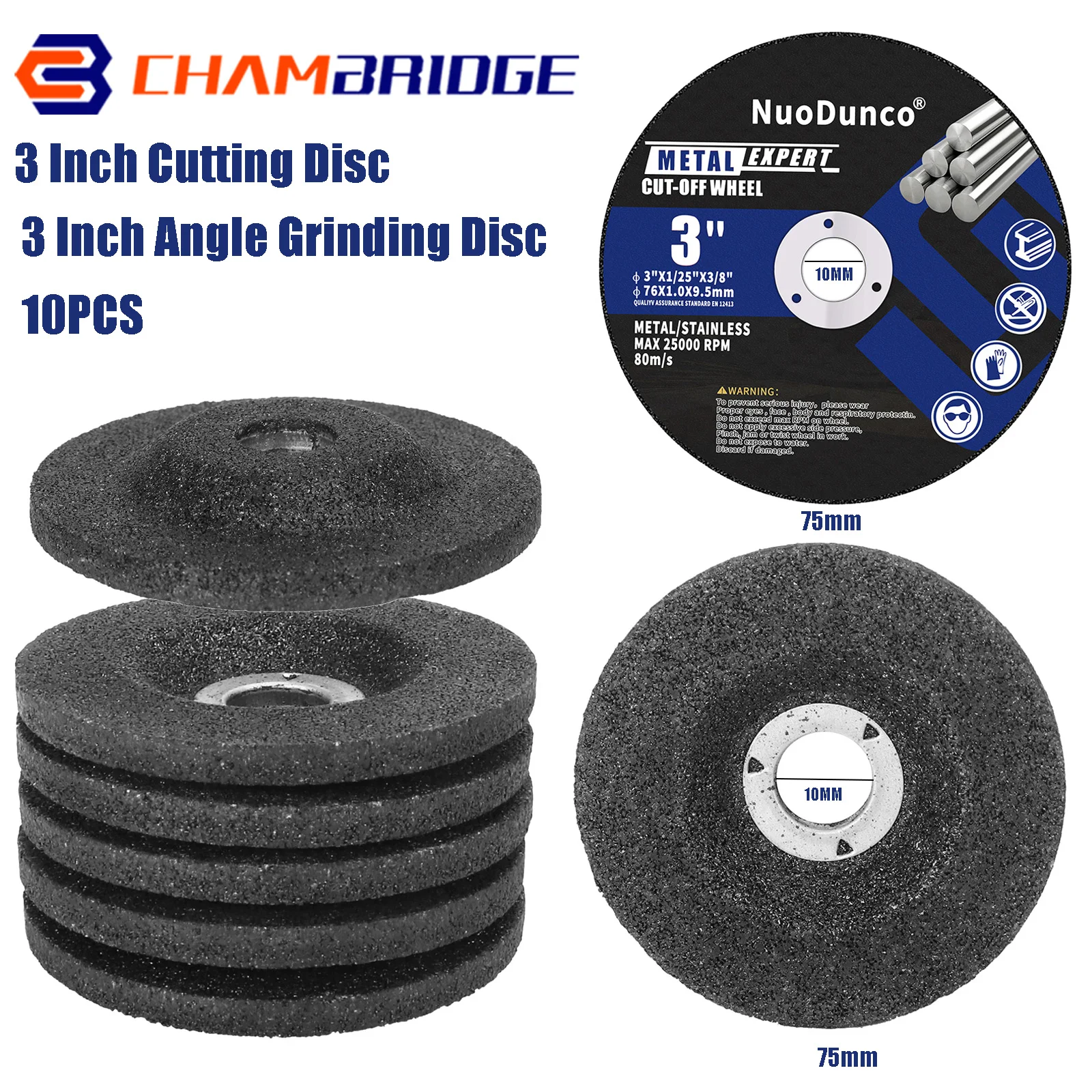 10pcs/Set 75mm Metal Cutting Disc 3\