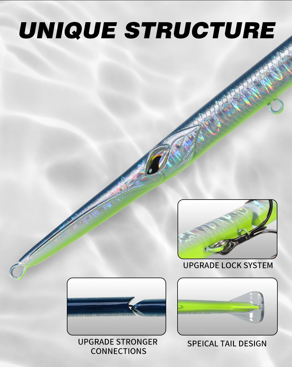 Hunthouse Stylo Jointed 3-teiliger sinkender und schwimmender Angelköder, harter künstlicher Köder für Seebarsch-Angelzubehör – Detail 7