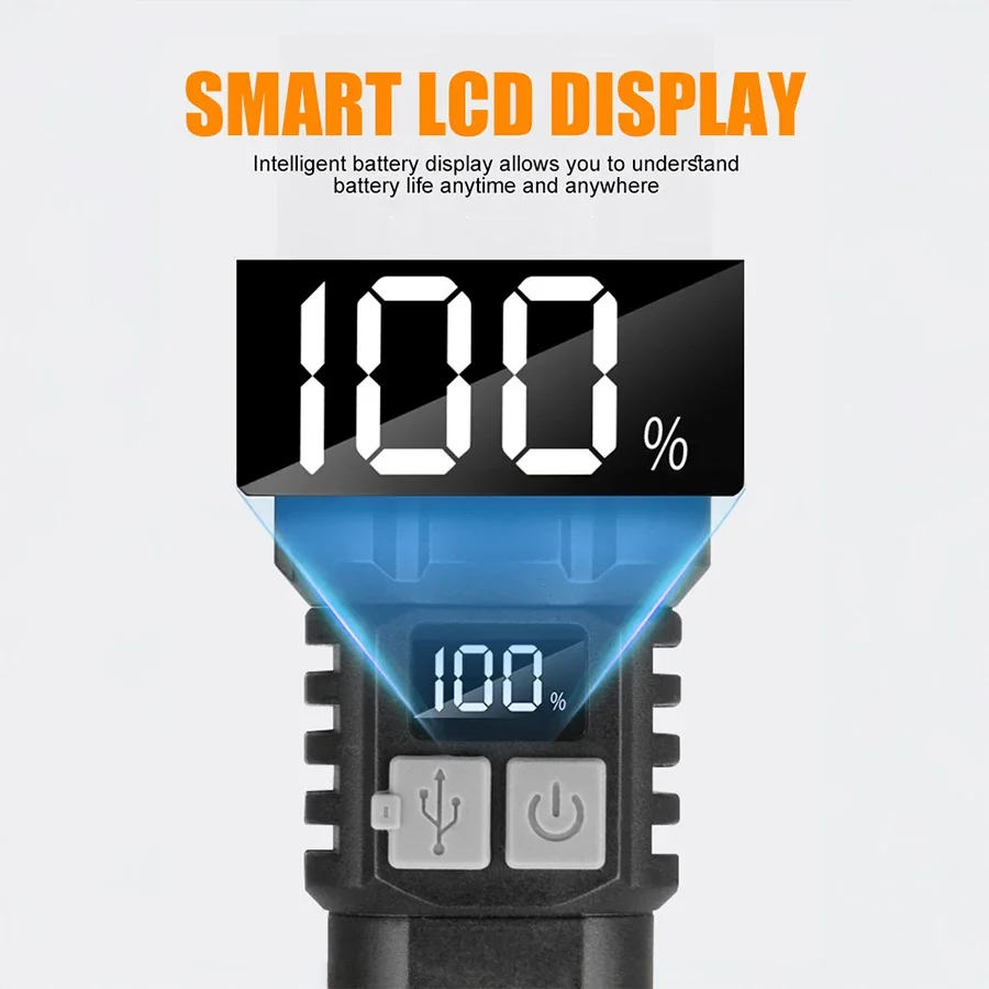 Powerful Led Flashlight Rechargeable Tactical Torch With Hammer  High Power Led  Flash Light Portable Camping Emergency Lantern