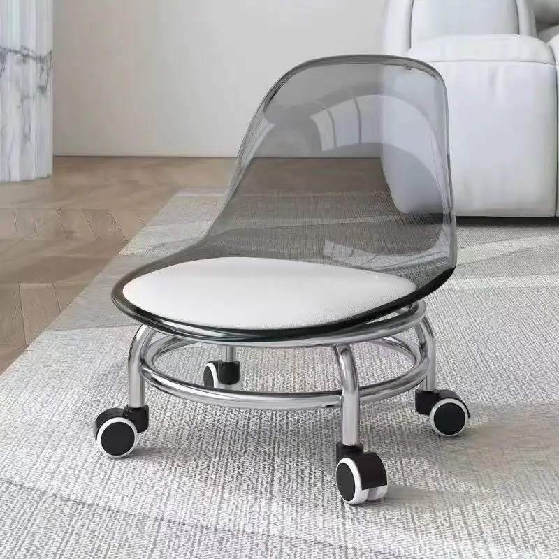 Wheeled acrylic stool household comfortable modern minimalist ottoman foot stool portable small