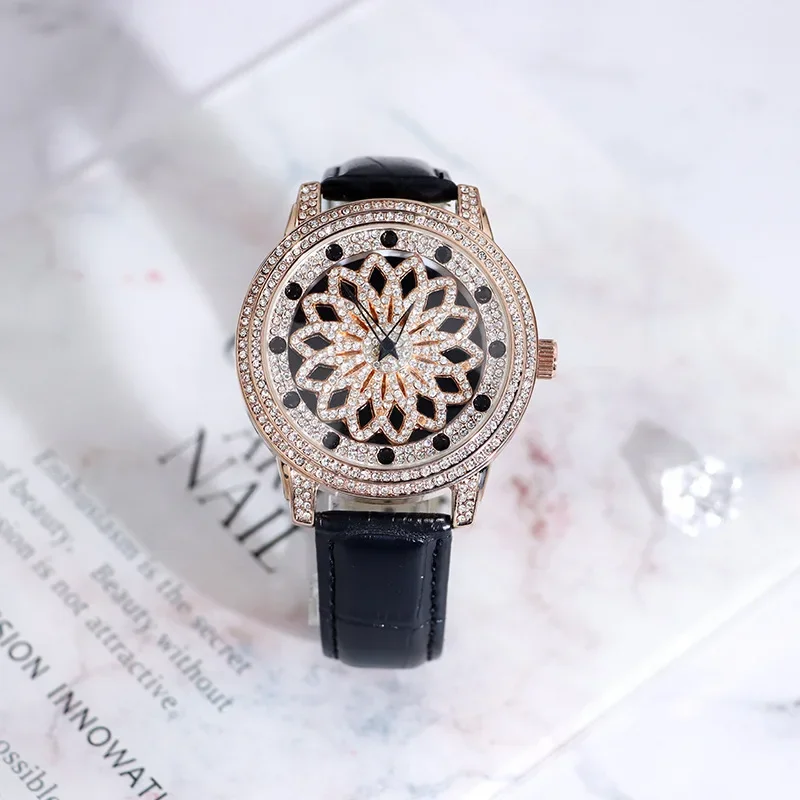 2025 Gypsophila Women's Fashion Watches Simple Starry Dial Luxury Quartz Watch Women Clock leather strap Gold AAA Wristwatches