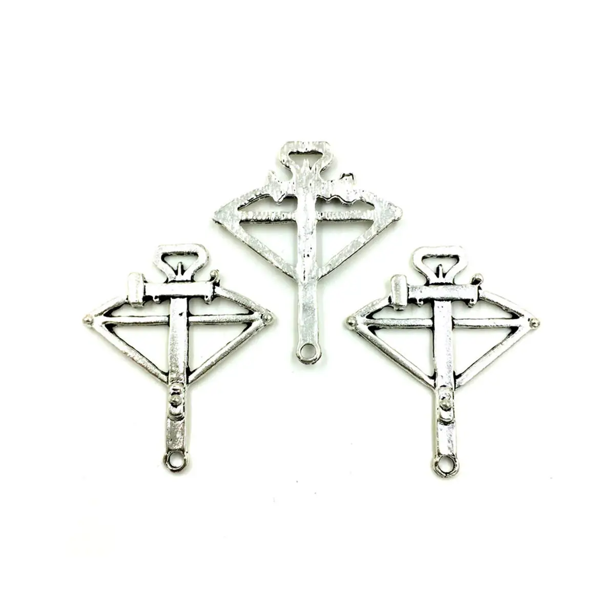 50PCS Vintage Silver Tone Crossbow Bow Arrow Charm Pendants 39x33mm DIY Crafts Decoration Accessories Handmade Materials Pack
